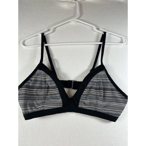 ATHLETA Veracruz Bikini Top Black/Gray Striped size Medium has pads - Picture 1 of 4